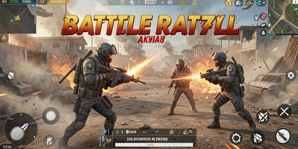 Tampilan gameplay Battle Royale yang mendebarkan dan penuh aksi.