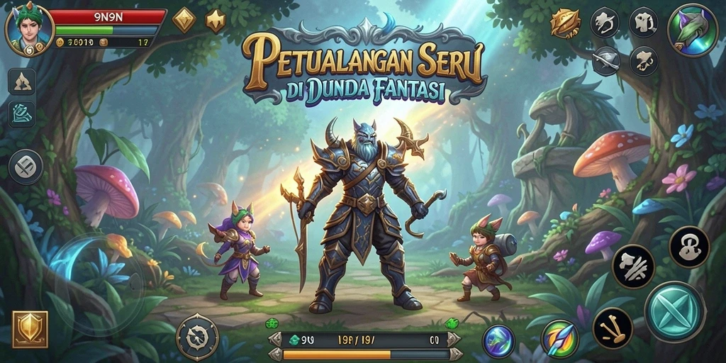 Tampilan screenshot utama 9N9N menampilkan aksi seru dalam game petualangan.