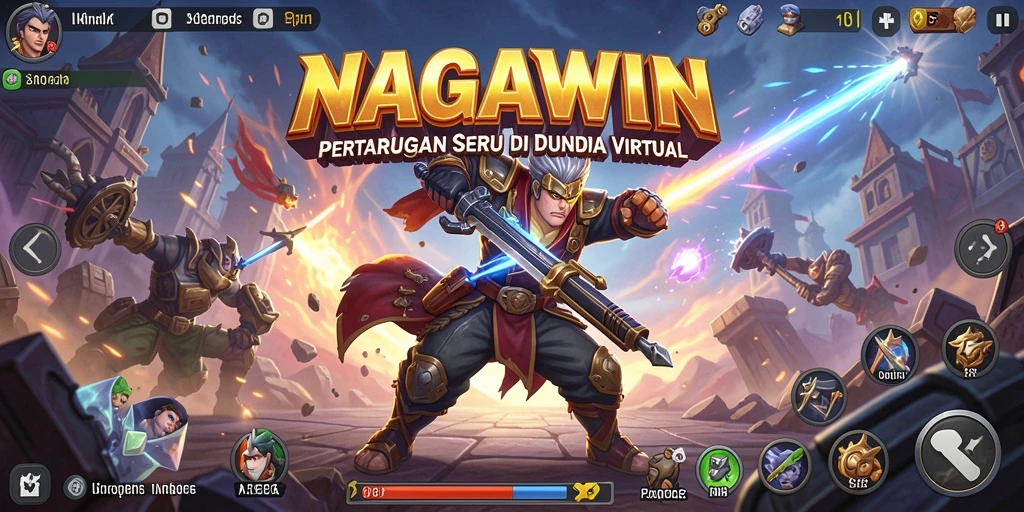 Screenshot gameplay NAGAWIN yang menampilkan aksi pertarungan yang intens.