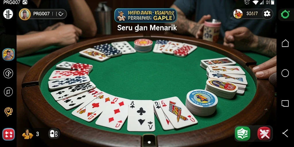 Screenshot utama PRG007 menampilkan gameplay Gaple yang menarik dan interaktif.
