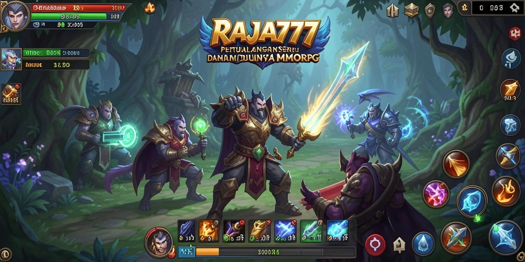 Tampilan gameplay epik dalam petualangan RAJA777 di dunia MMORPG.