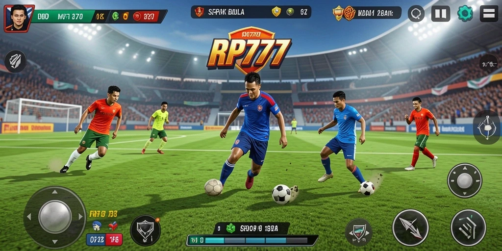 Tampilan gameplay RP777 yang menarik dan seru di lapangan sepak bola.