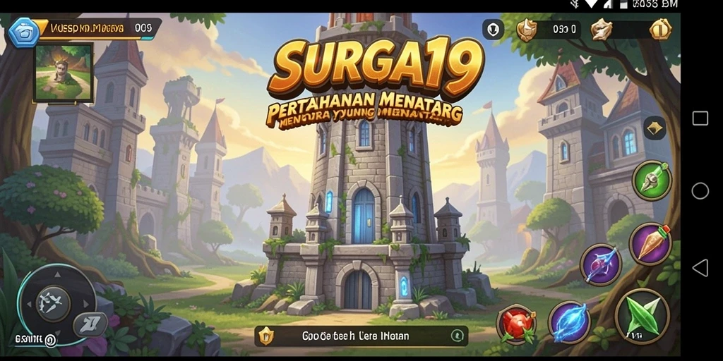 Tangkapan layar SURGA19 menunjukkan aksi pertahanan yang seru dalam Tower Defense.